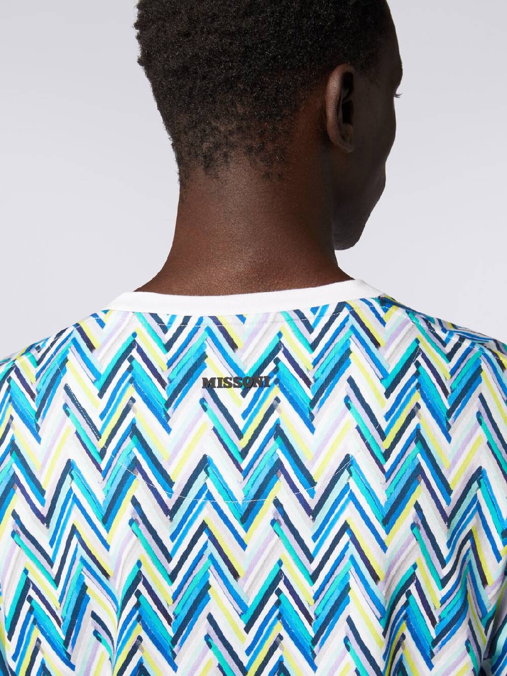 Missoni T-shirt girocollo in cotone con stampa zig zag Vendita Calda