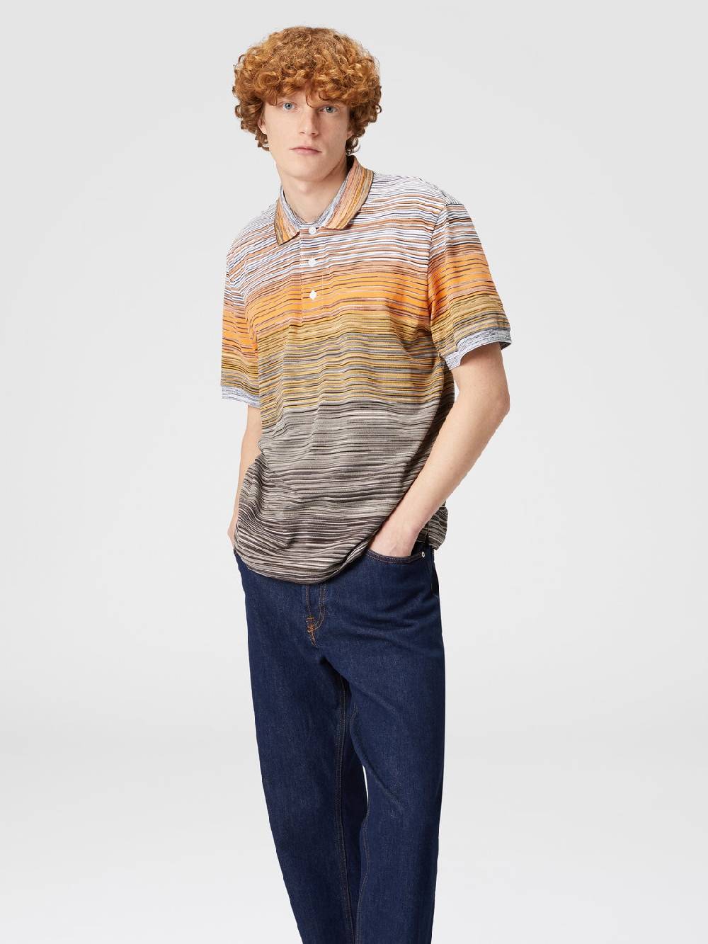 Missoni Polo in piquet di cotone fiammato Vendita Economica