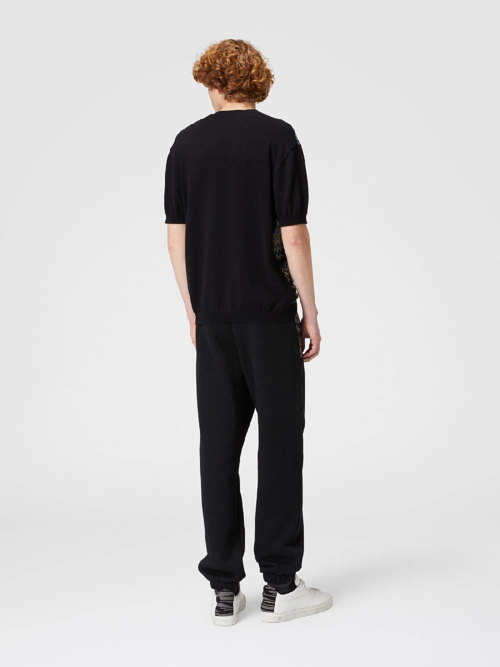 Missoni T-shirt in maglia di cotone zig zag con inserti tinta unita Saldi Di Fabbrica