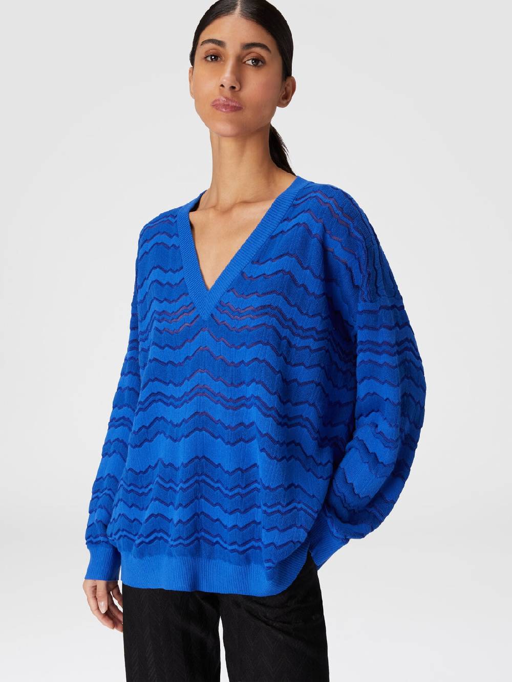 Missoni Pullover con scollatura a V e zig zag tono su tono In Saldo