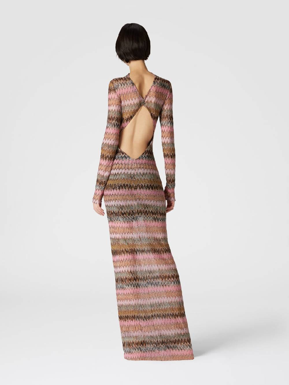 Missoni Abito lungo in viscosa chevron e lurex con dettaglio cut out Negozio online di fabbrica