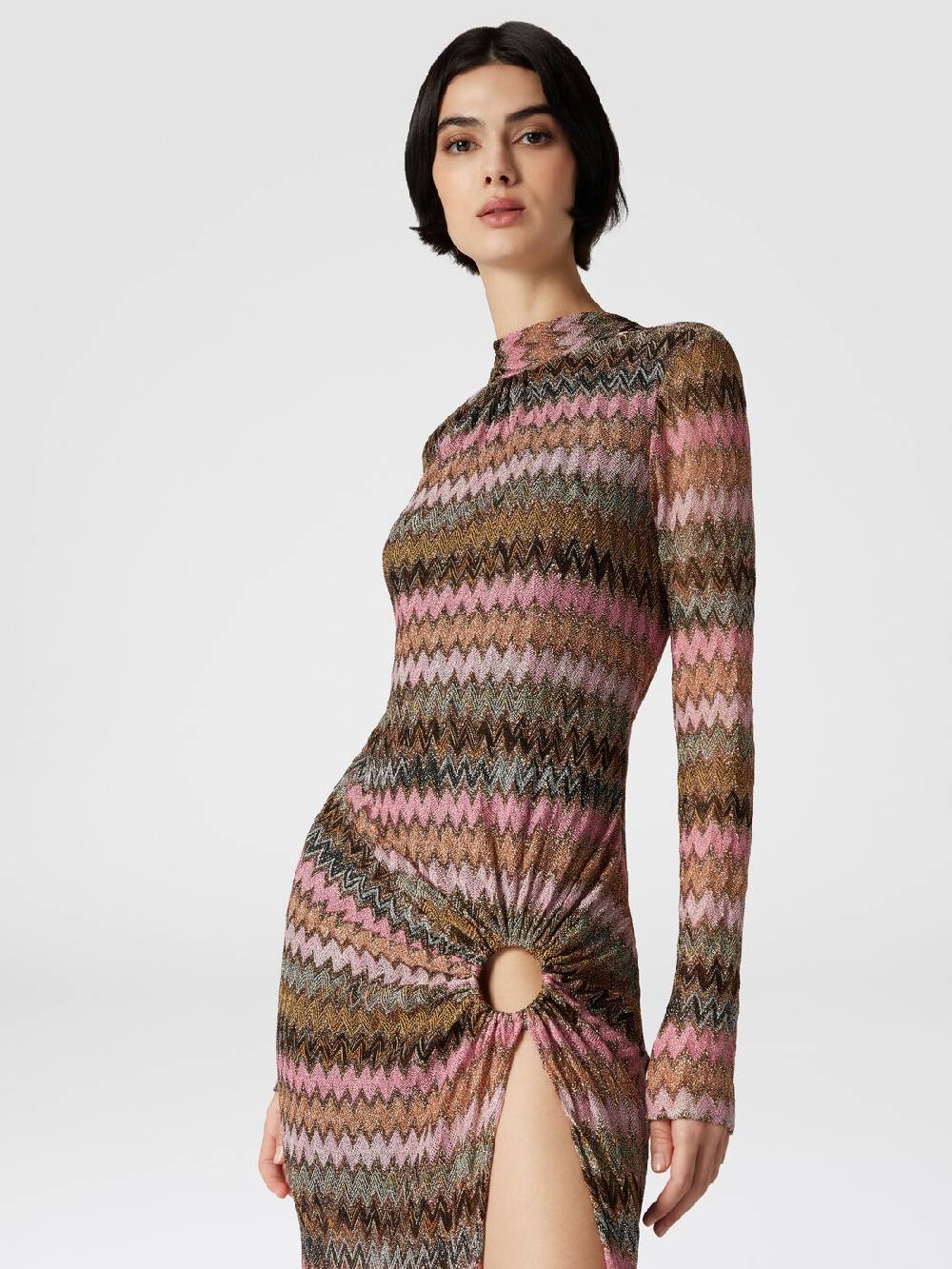 Missoni Abito lungo in viscosa chevron e lurex con dettaglio cut out Negozio online di fabbrica