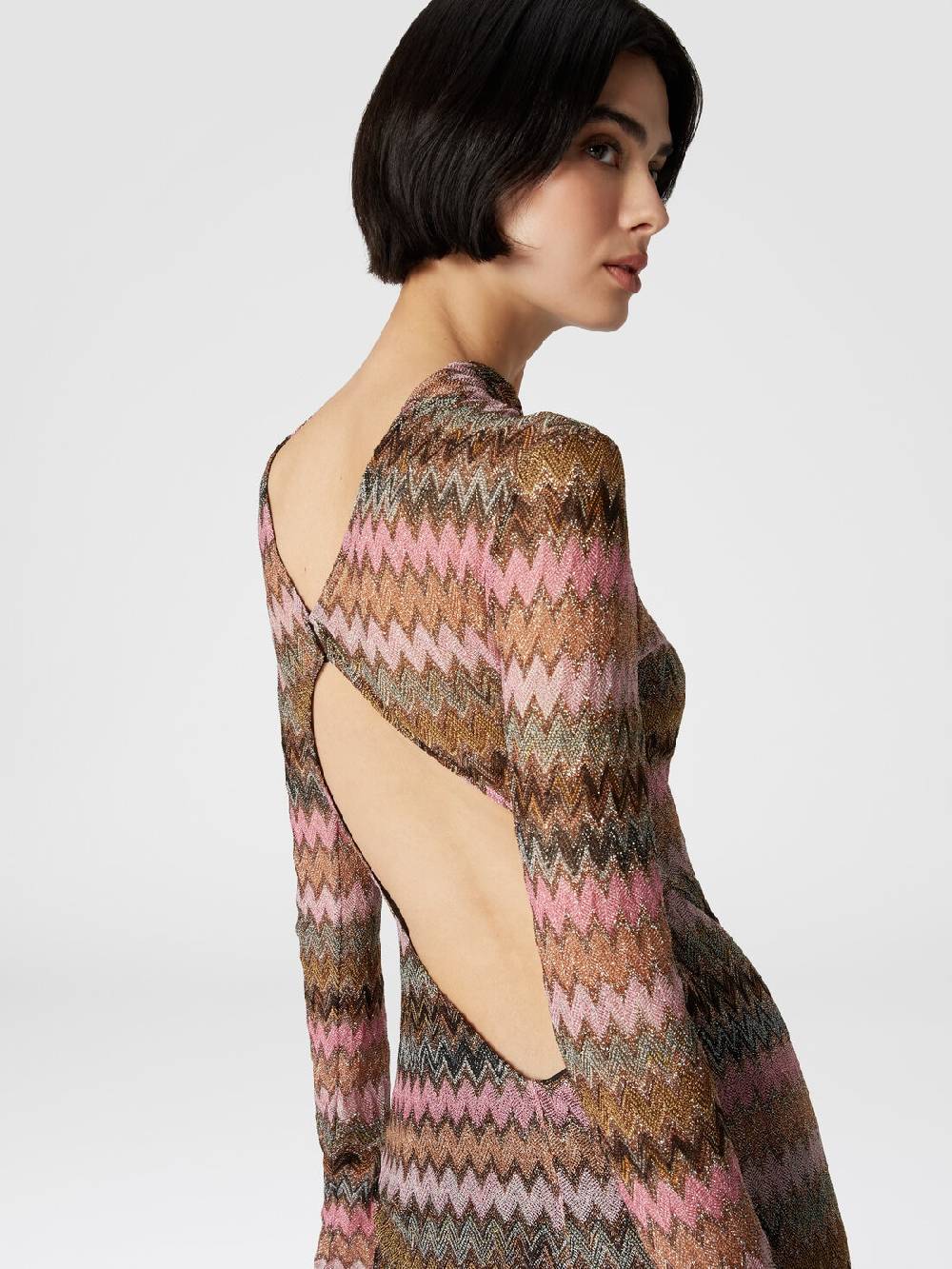 Missoni Abito lungo in viscosa chevron e lurex con dettaglio cut out Negozio online di fabbrica