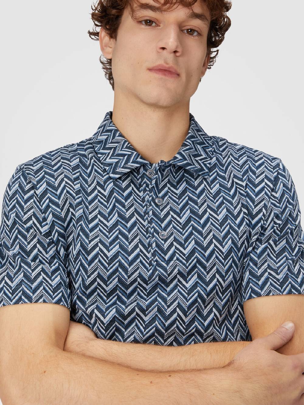 Missoni Polo in jersey di cotone jacquard zig zag Offerta speciale