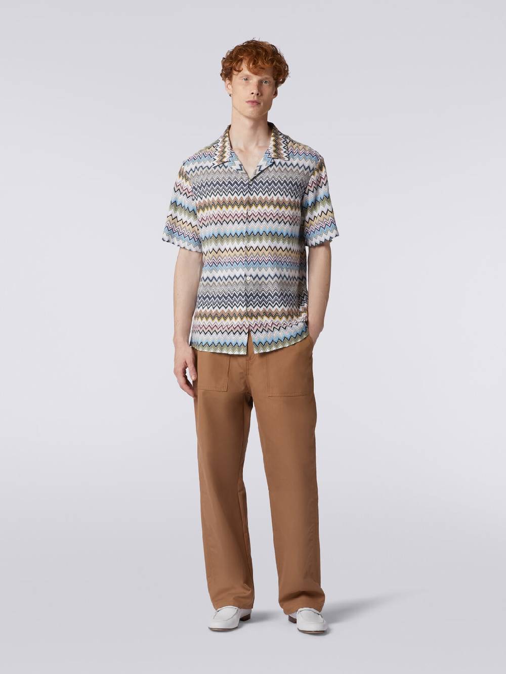 Missoni Camicia a maniche corte modello bowling in cotone zig zag Comprare a buon mercato