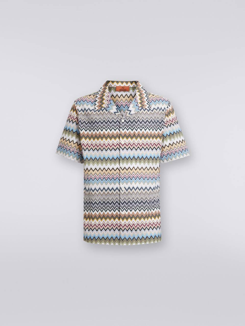 Missoni Camicia a maniche corte modello bowling in cotone zig zag Comprare a buon mercato