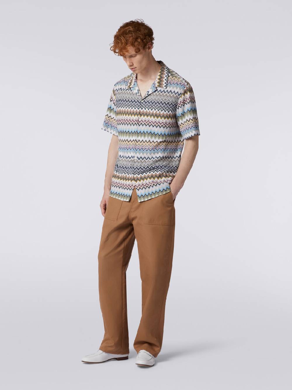 Missoni Camicia a maniche corte modello bowling in cotone zig zag Comprare a buon mercato