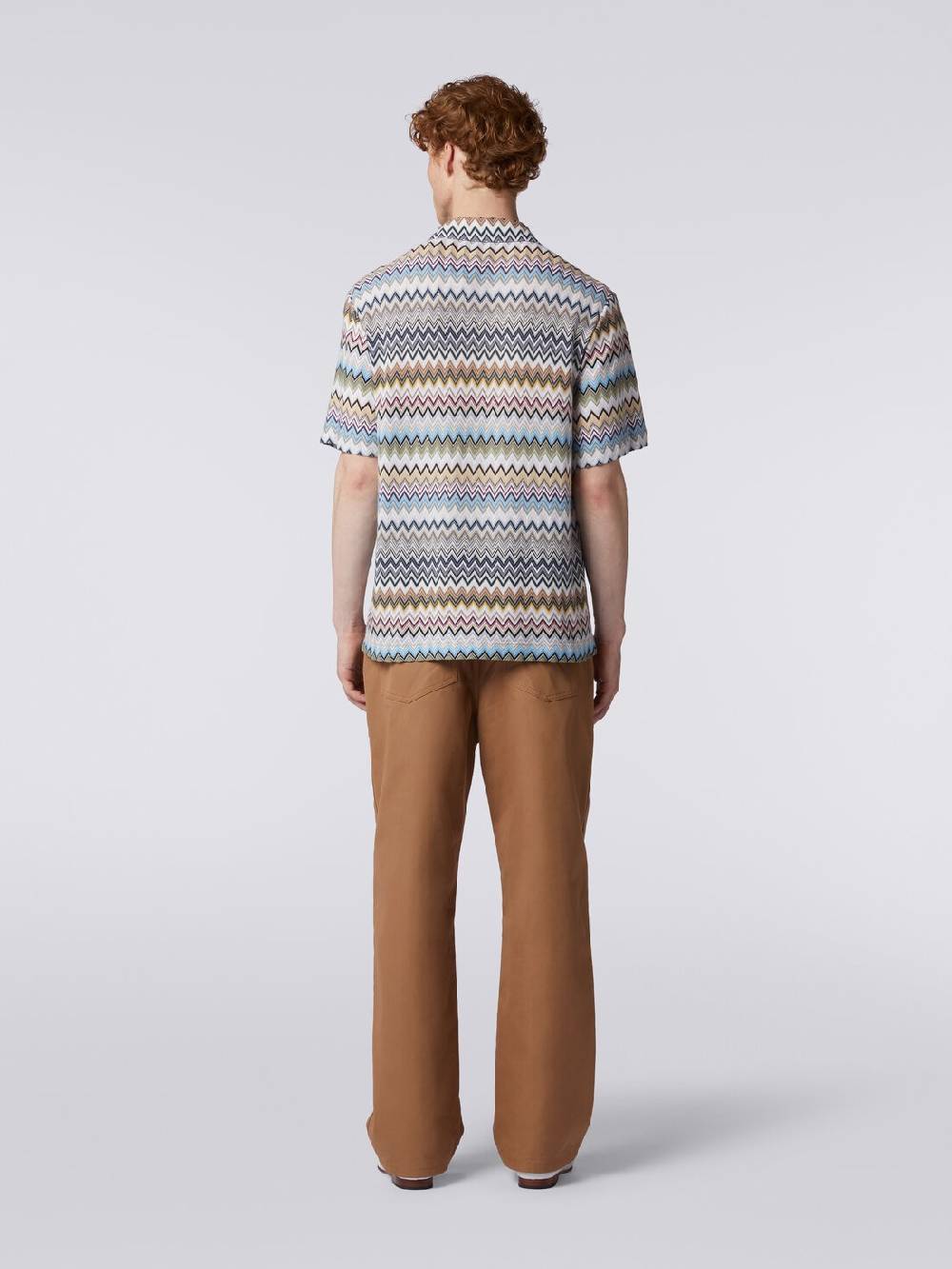 Missoni Camicia a maniche corte modello bowling in cotone zig zag Comprare a buon mercato