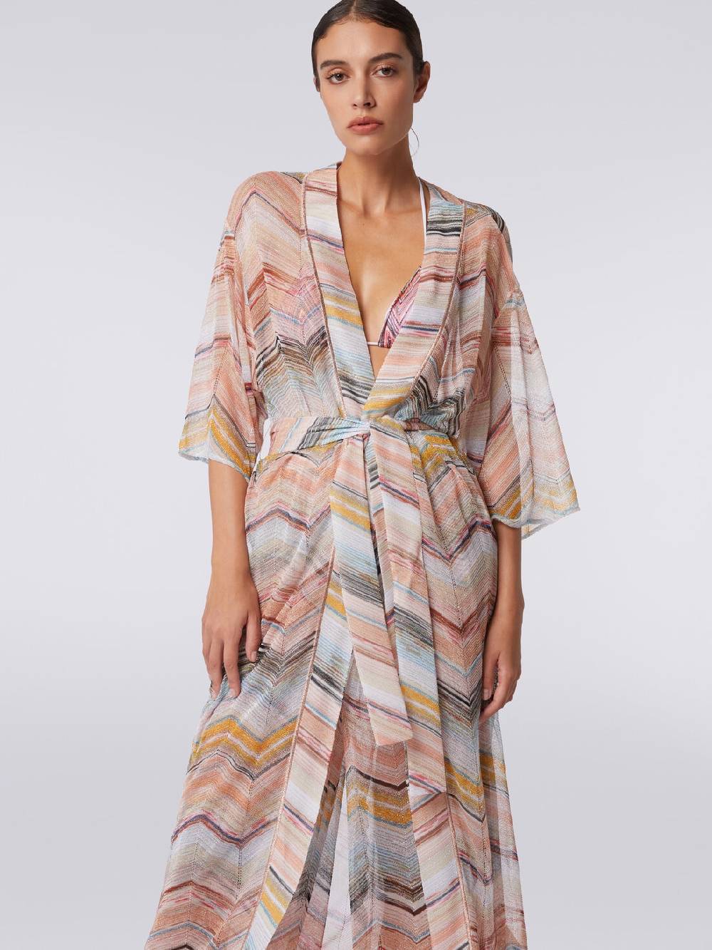 Missoni Copricostume lungo a vestaglia chevron con lurex Offerta esclusiva