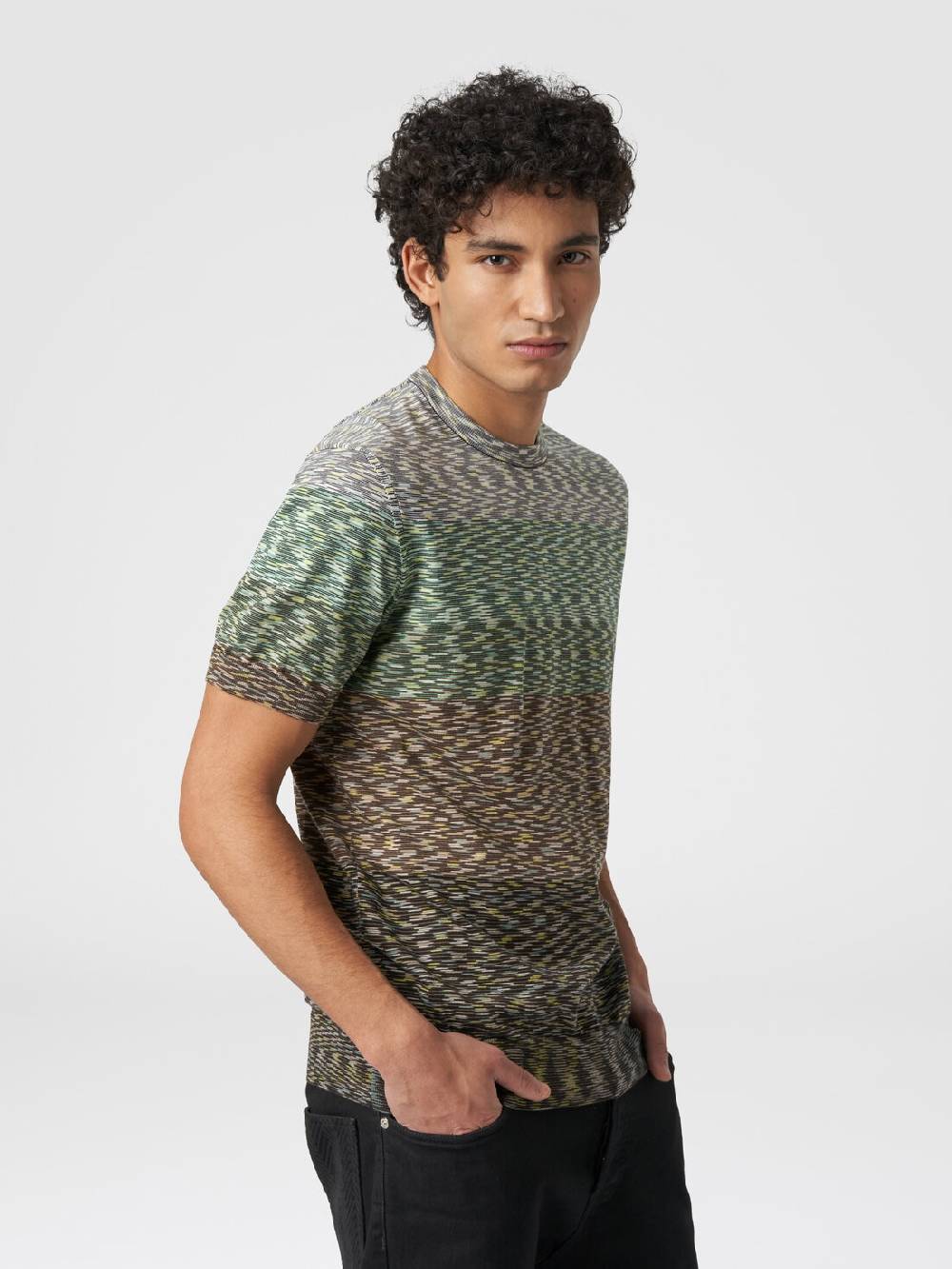 Missoni T-shirt girocollo in cotone fiammato dégradé Black Friday