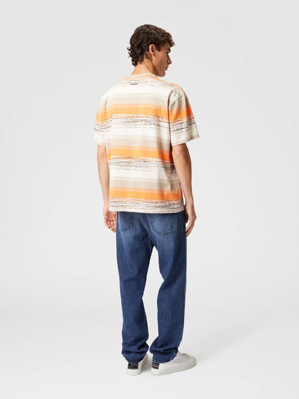 Missoni T-shirt in jersey di cotone a righe con logo Smaltimento dello stoccaggio