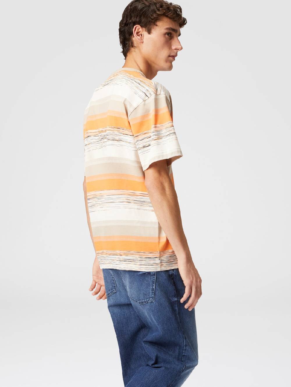 Missoni T-shirt in jersey di cotone a righe con logo Smaltimento dello stoccaggio