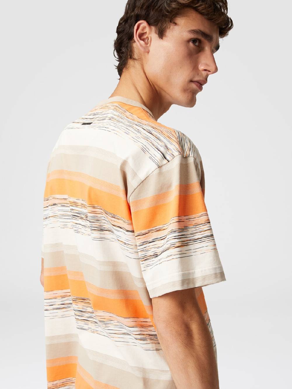Missoni T-shirt in jersey di cotone a righe con logo Smaltimento dello stoccaggio