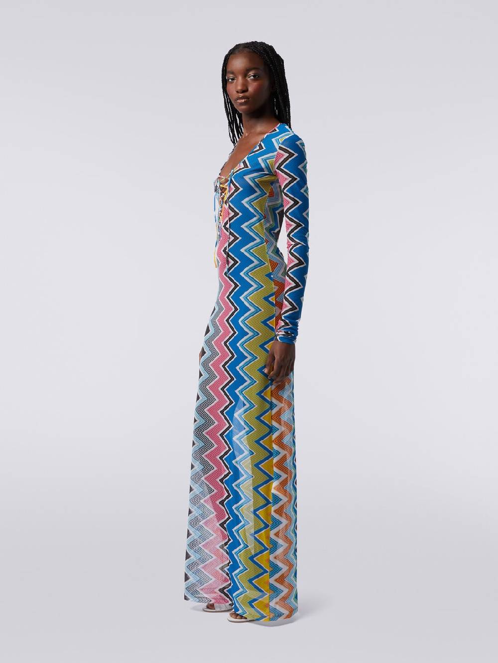 Missoni Abito copricostume lungo in tulle stampa zig zag Vendita calda