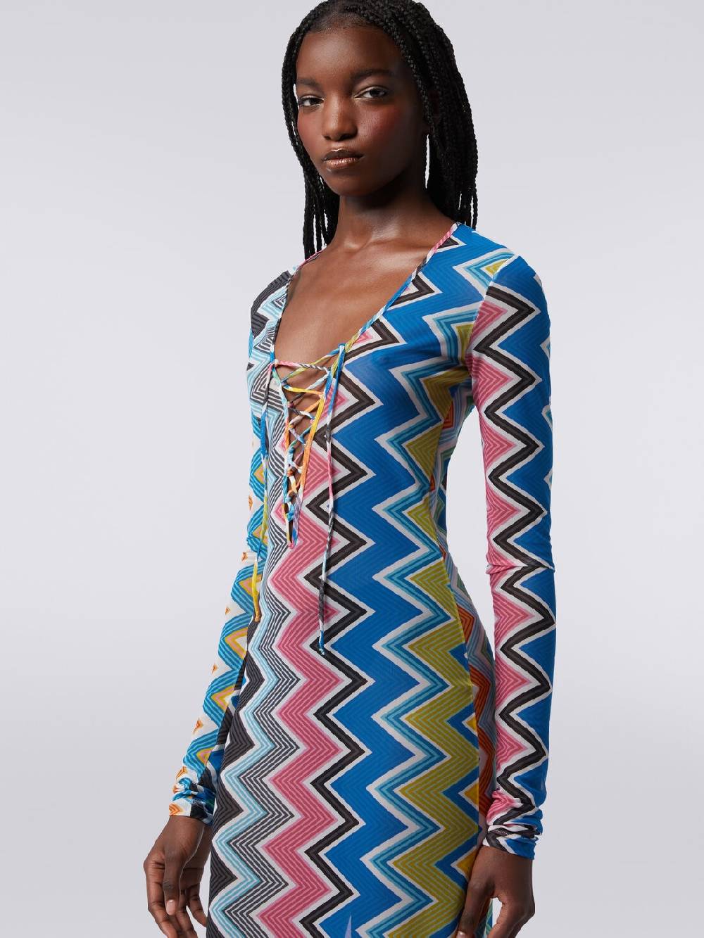 Missoni Abito copricostume lungo in tulle stampa zig zag Vendita calda