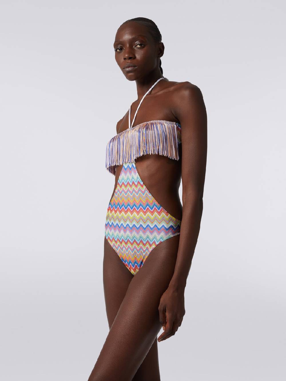 Missoni Costume intero con stampa zig zag e frange Offerta migliore