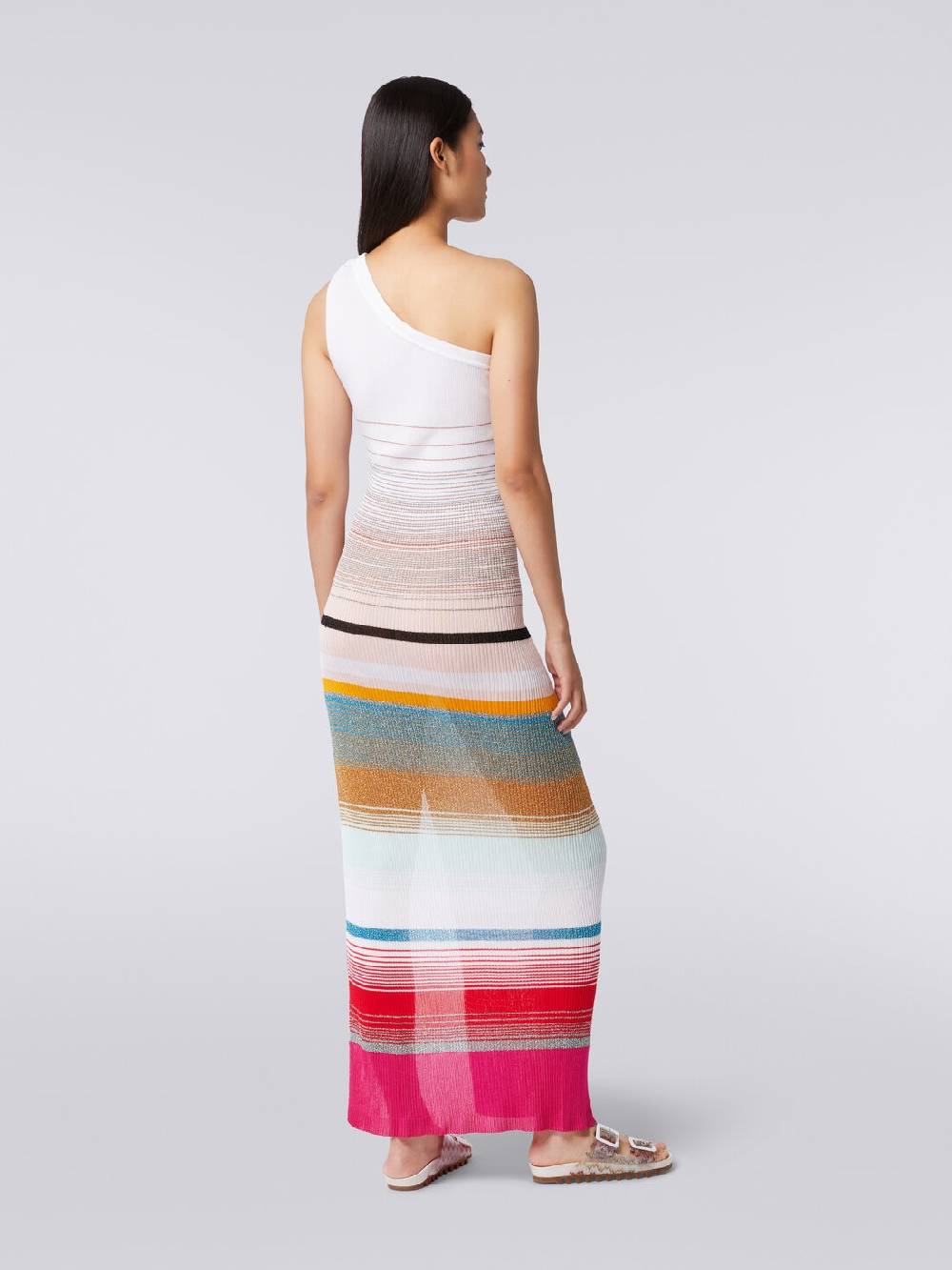 Missoni Abito monospalla in maglia a costine rigata con lurex Online Outlet