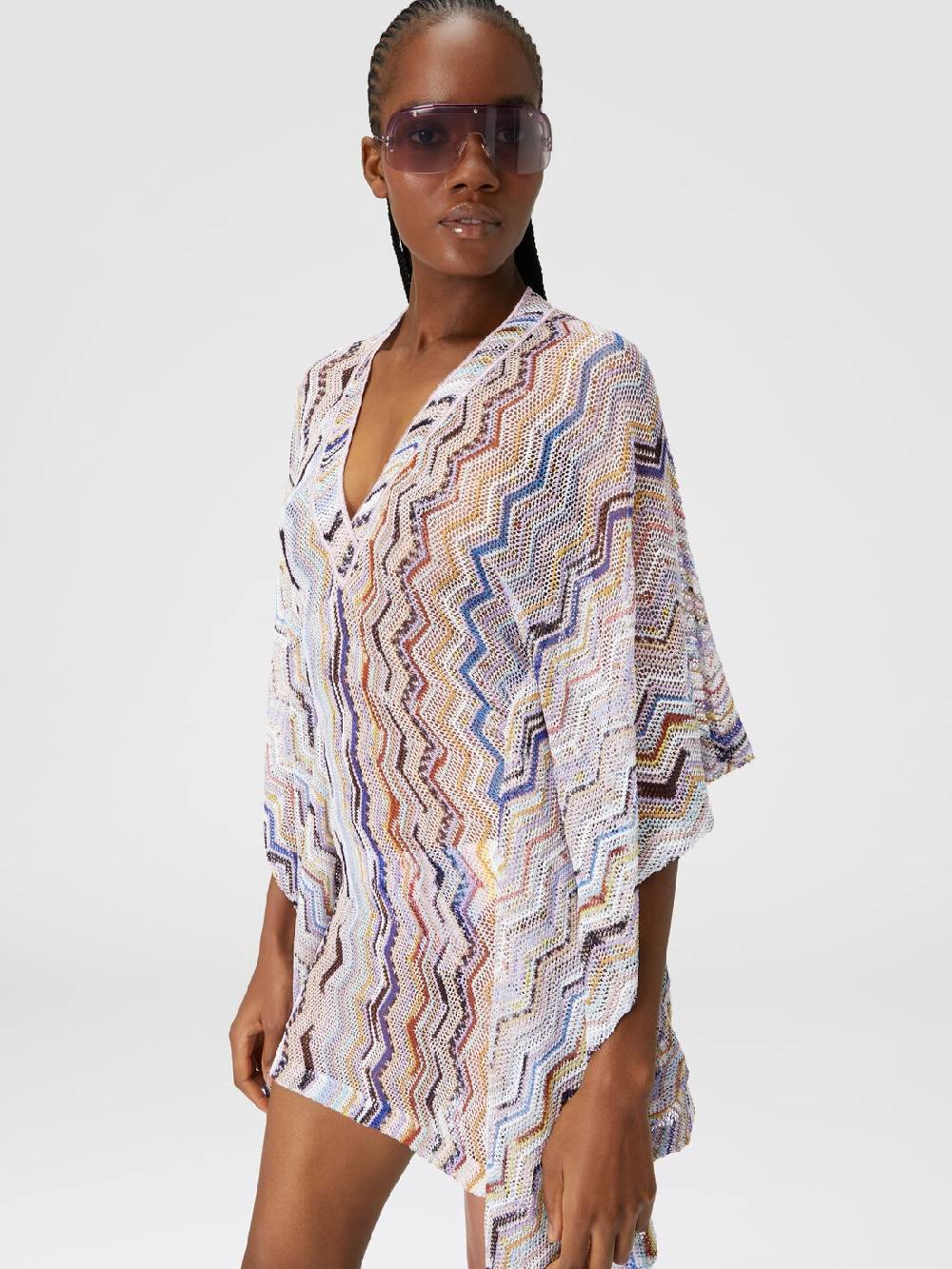 Missoni Caftano copricostume corto in crochet zig zag con lurex Offerte esclusive