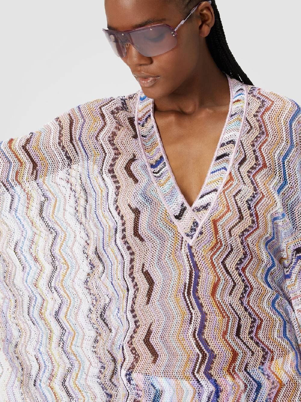 Missoni Caftano copricostume corto in crochet zig zag con lurex Offerte esclusive
