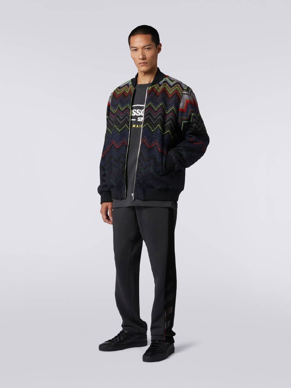 Missoni Bomber in misto lana e cotone chevron in collaborazione con Mike Maignan Grandi sconti