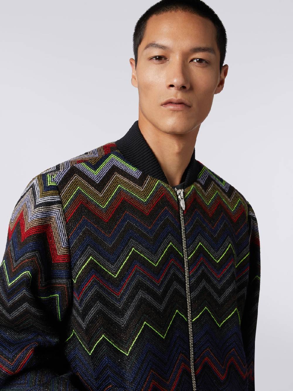 Missoni Bomber in misto lana e cotone chevron in collaborazione con Mike Maignan Grandi sconti
