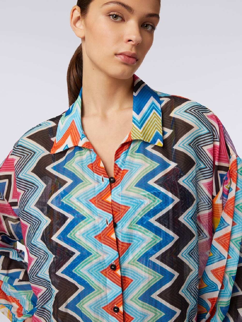 Missoni Blusa oversize in seta e cotone stampa zig zag Nuovi prodotti