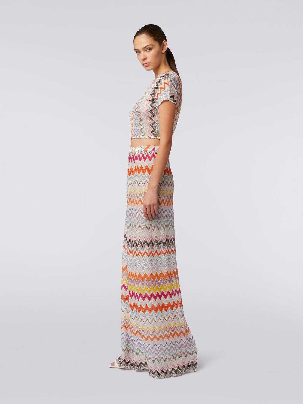 Missoni Pantaloni a palazzo in misto viscosa chevron lamé Offerte stagionali