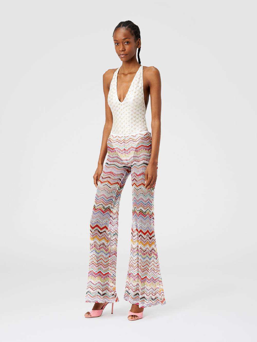 Missoni Pantaloni svasati in crochet zig zag con lurex Offerte giornaliere