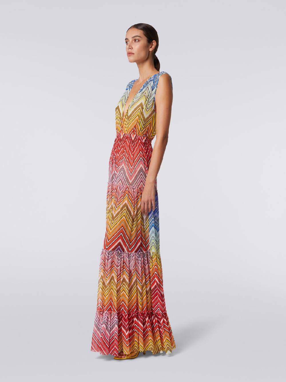 Missoni Abito copricostume lungo in tulle stampa zig zag Offerte speciali