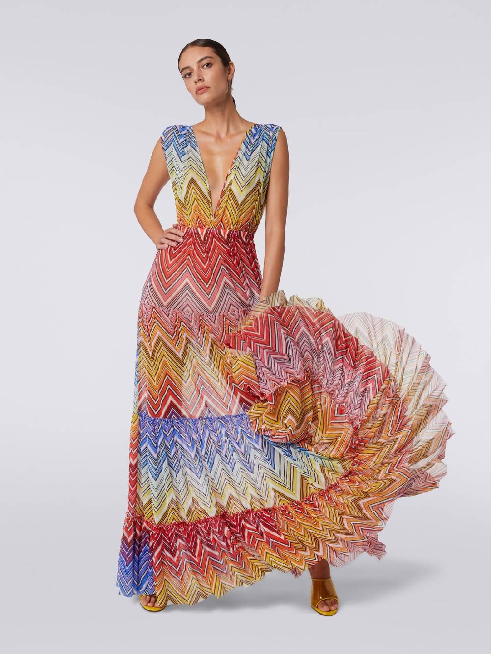 Missoni Abito copricostume lungo in tulle stampa zig zag Offerte speciali