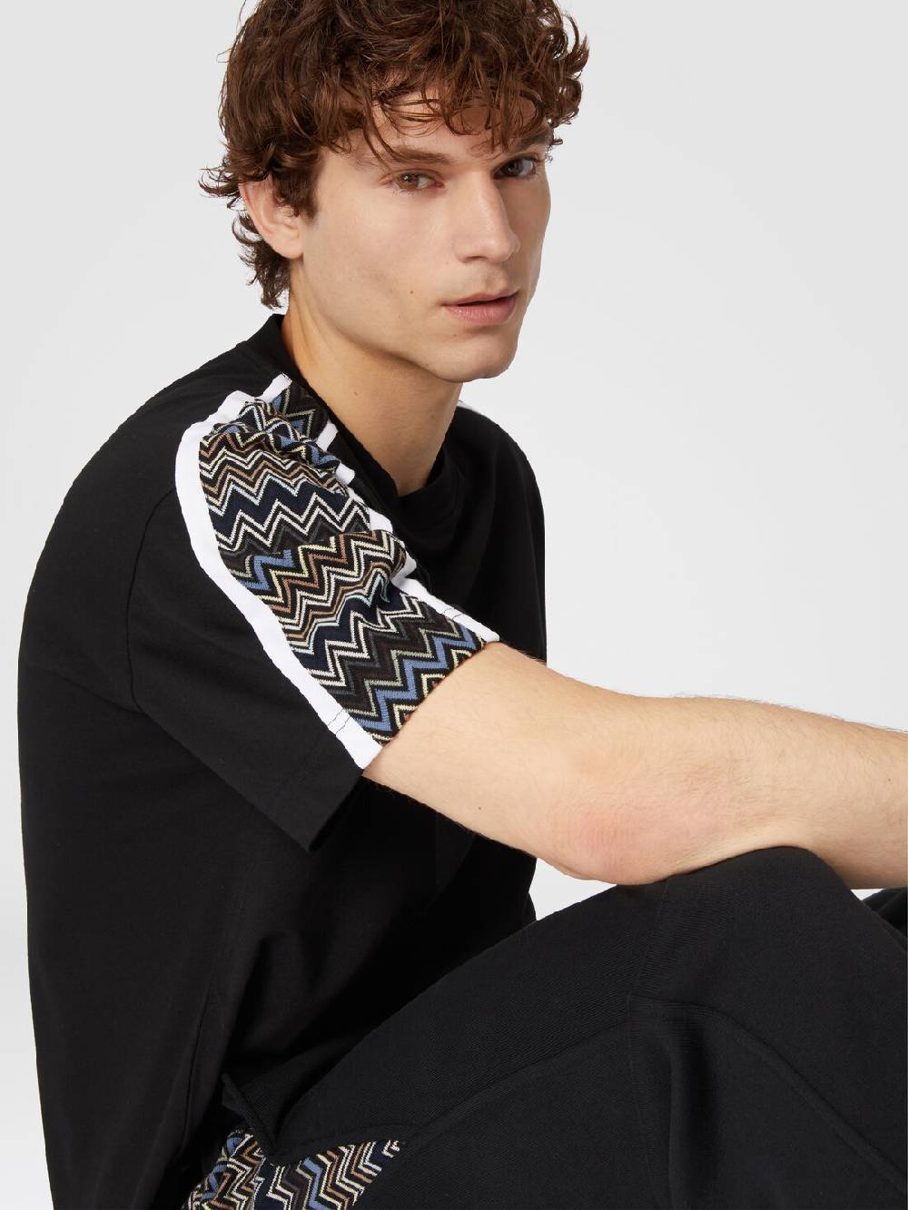 Missoni T-shirt in jersey di cotone con inserti zig zag ACQUISTA ORA