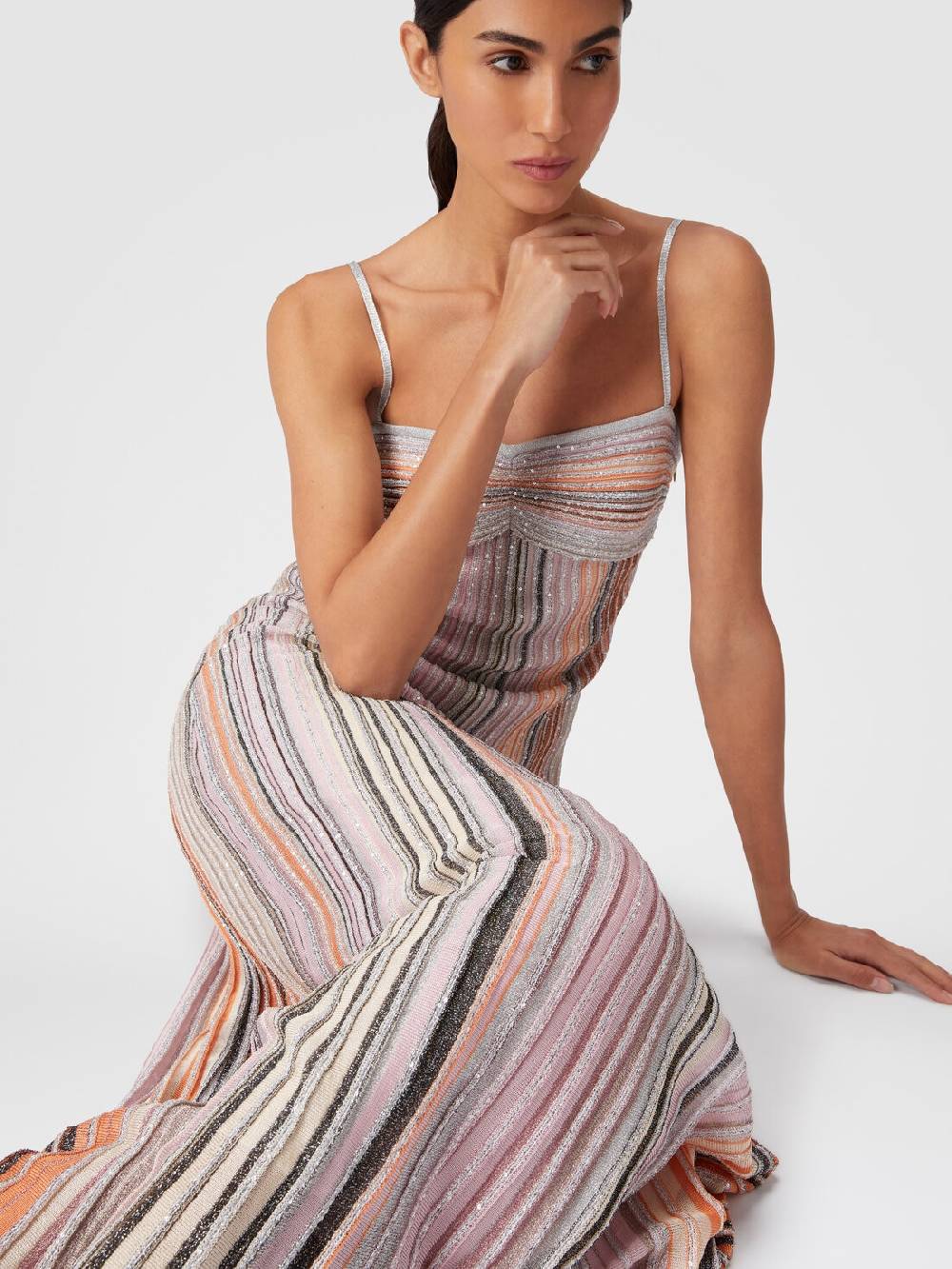 Missoni Abito lungo senza maniche in maglia plissée lamé Fino al 60% di sconto