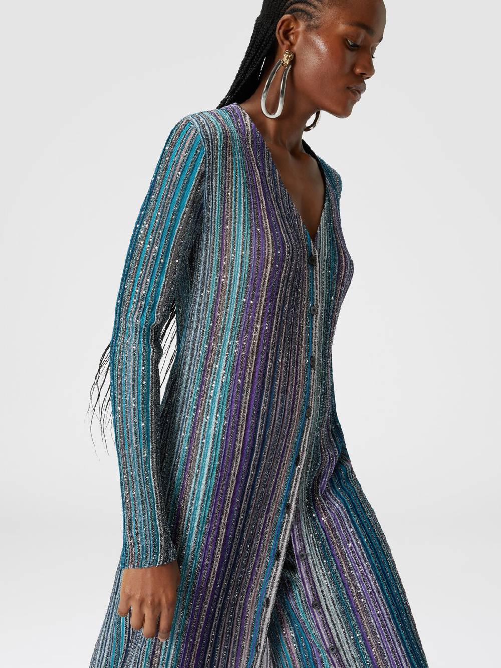 Missoni Cardigan lungo a costine parzializzate con paillettes Fino al 55% di sconto