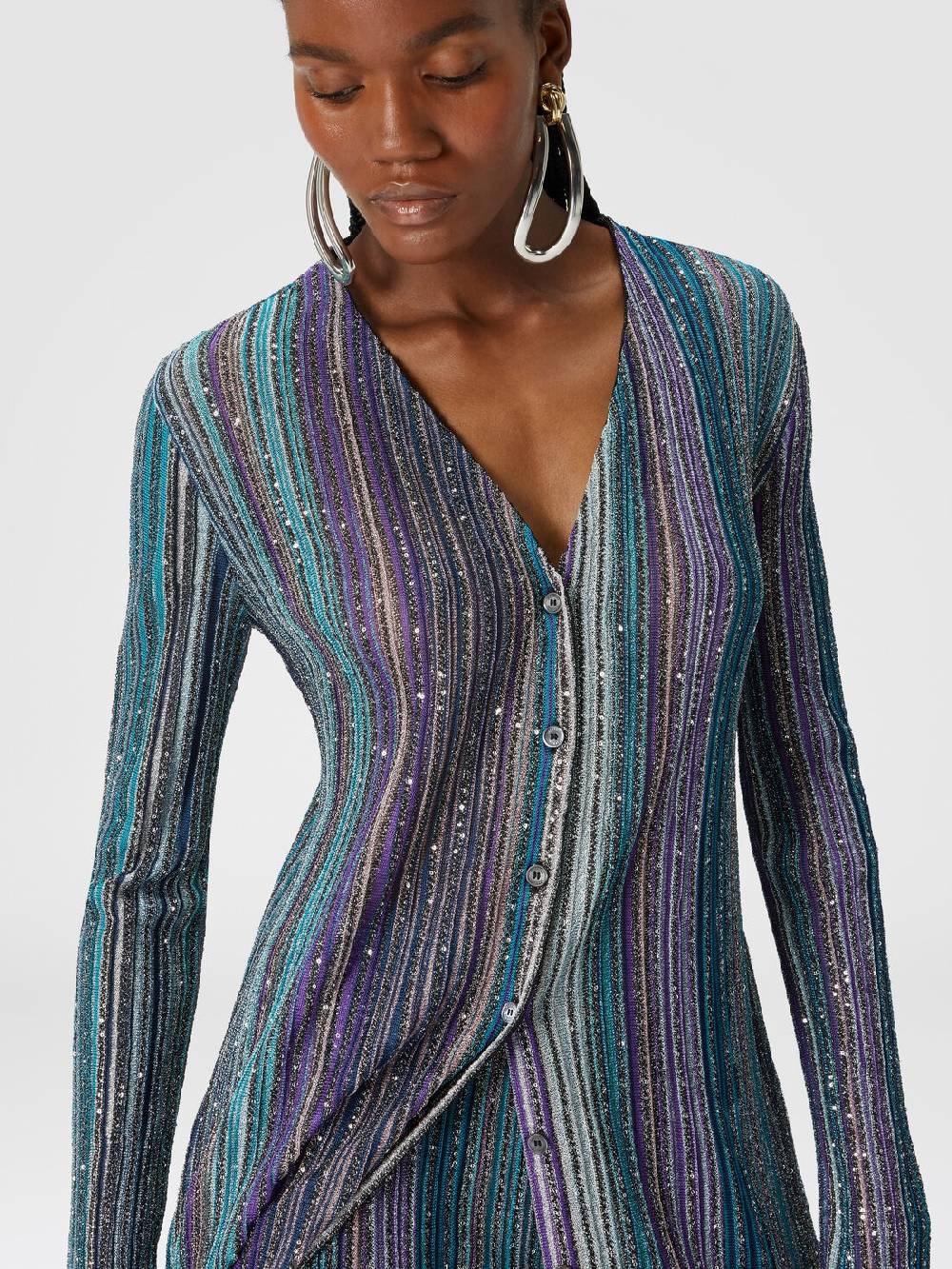 Missoni Cardigan lungo a costine parzializzate con paillettes Fino al 55% di sconto