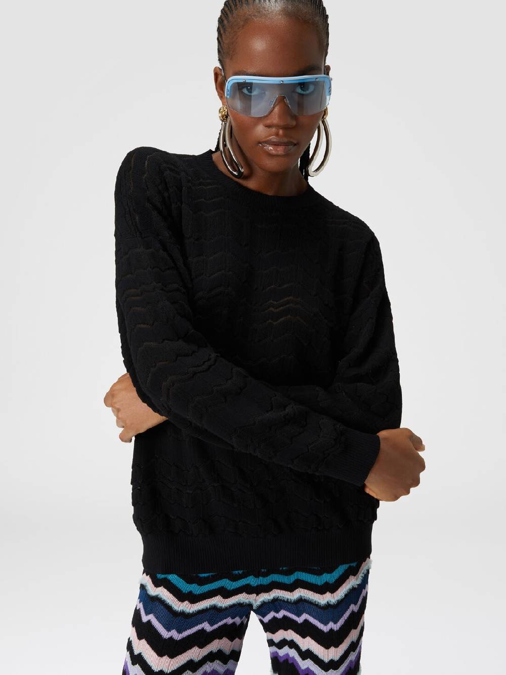 Missoni Pullover girocollo con zig zag tono su tono Discount Store per i nuovi prodotti