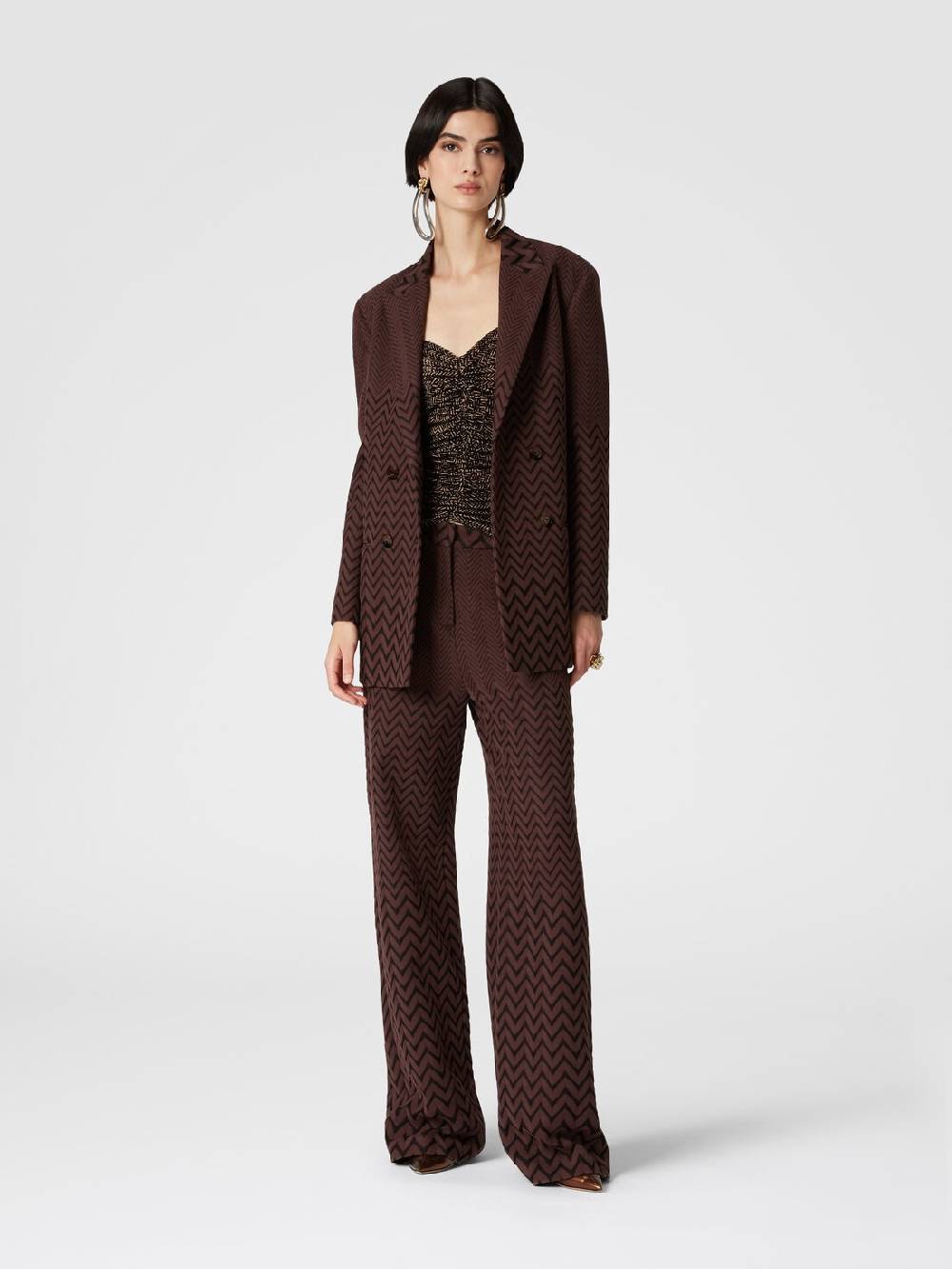 Missoni Blazer doppipetto in cotone e viscosa zig zag Solo un giorno rimasto