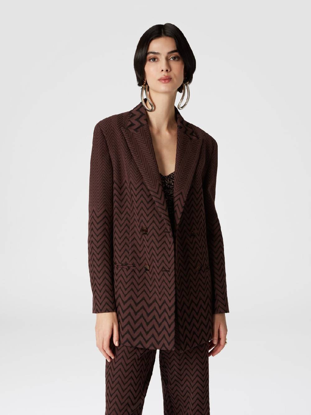 Missoni Blazer doppipetto in cotone e viscosa zig zag Solo un giorno rimasto