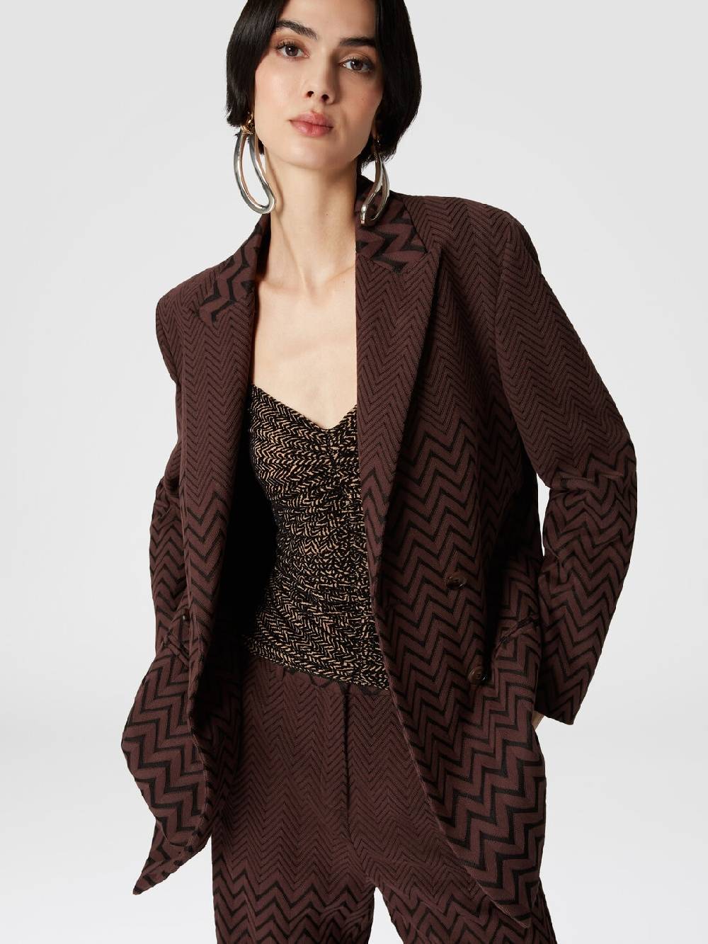 Missoni Blazer doppipetto in cotone e viscosa zig zag Solo un giorno rimasto