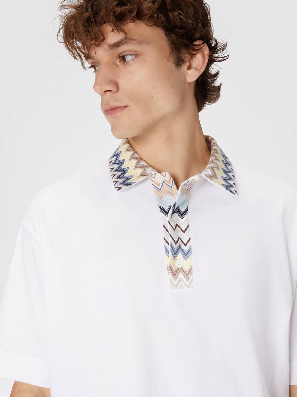 Missoni Polo in jersey di cotone con inserti in maglia chevron Enormi sconti