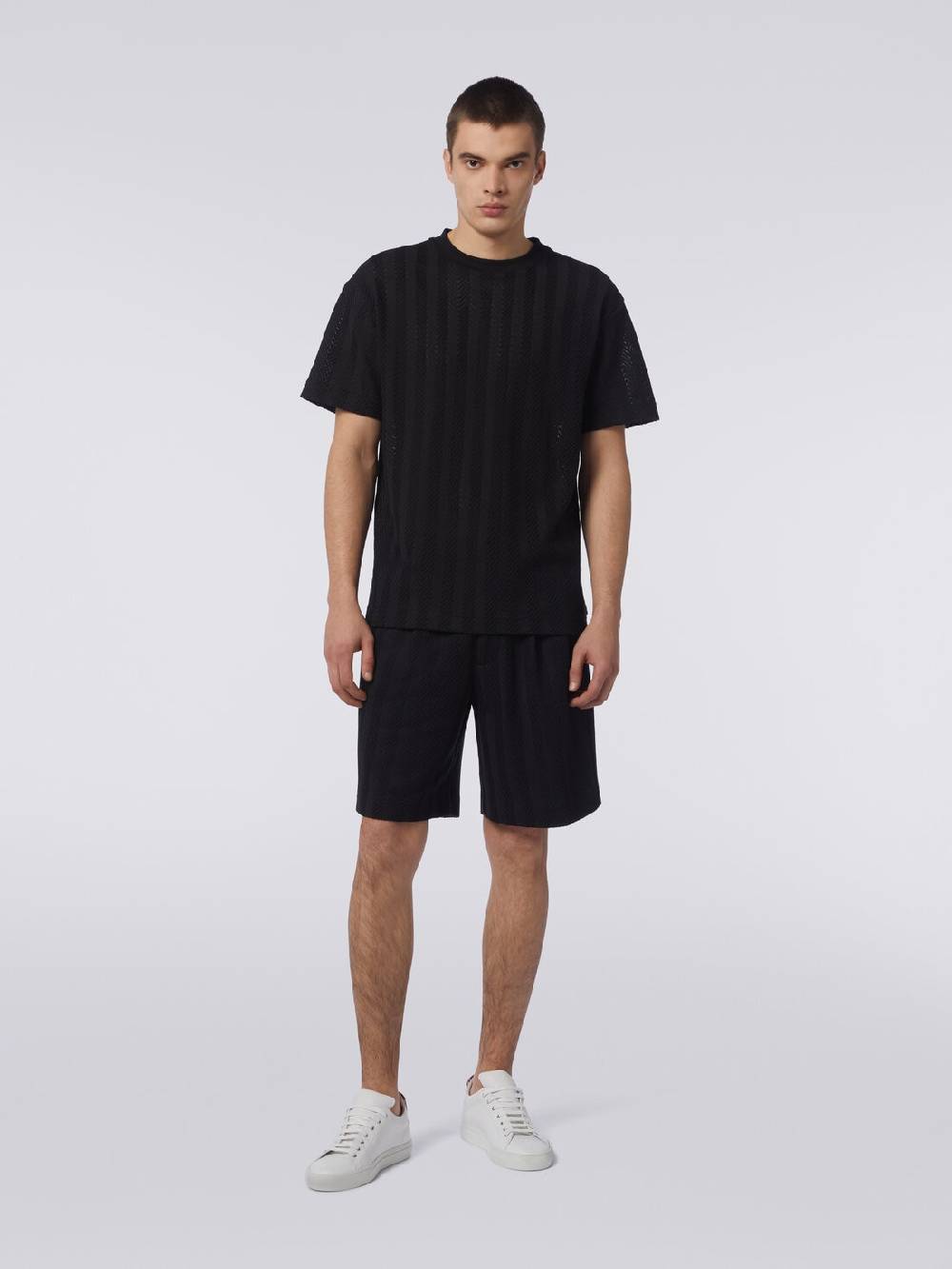 Missoni T-shirt girocollo in cotone e viscosa chevron Officina