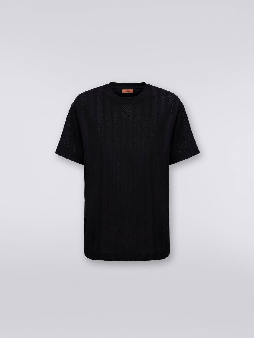 Missoni T-shirt girocollo in cotone e viscosa chevron Officina