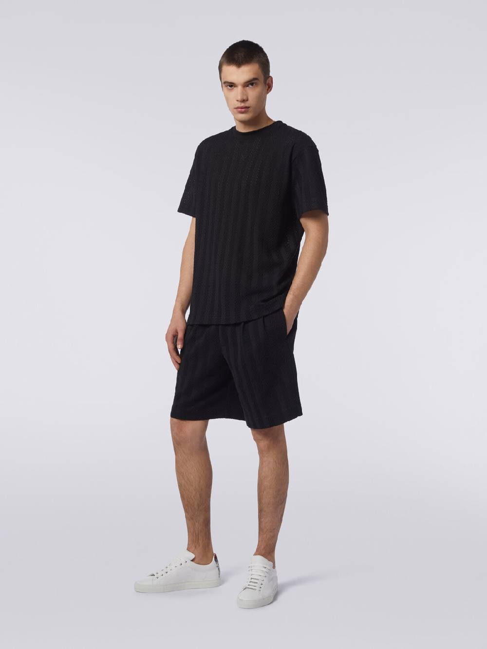 Missoni T-shirt girocollo in cotone e viscosa chevron Officina