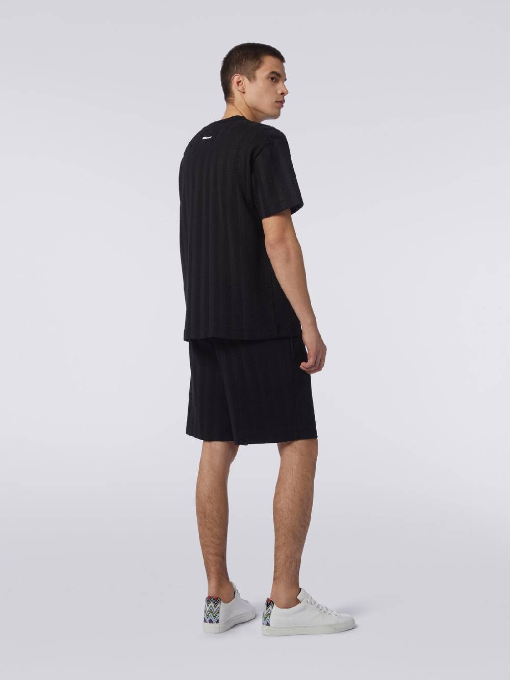 Missoni T-shirt girocollo in cotone e viscosa chevron Officina