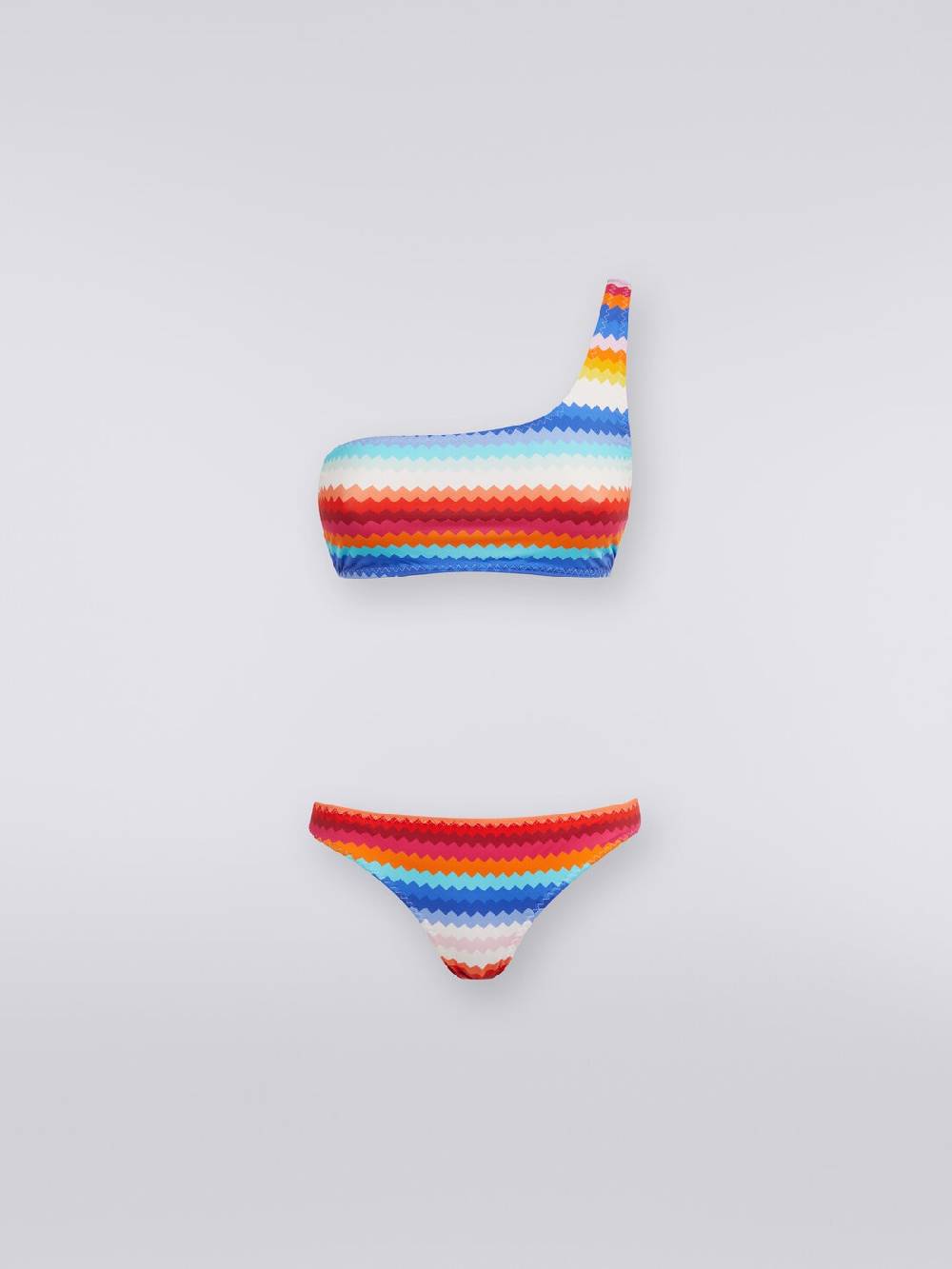 Missoni Bikini monospalla in nylon stretch stampa zig zag Limitato a 3 giorni