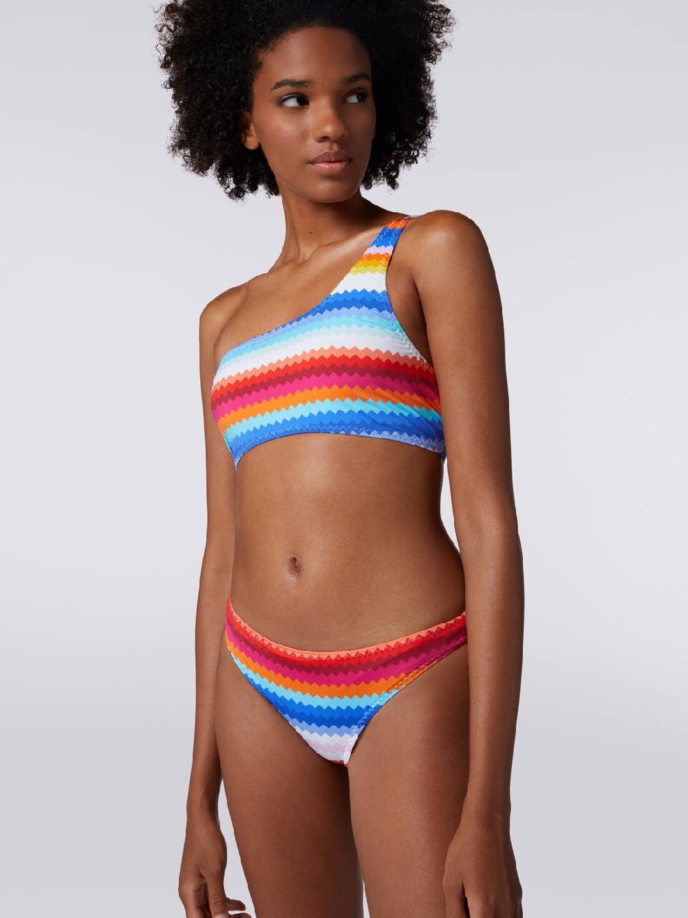Missoni Bikini monospalla in nylon stretch stampa zig zag Limitato a 3 giorni