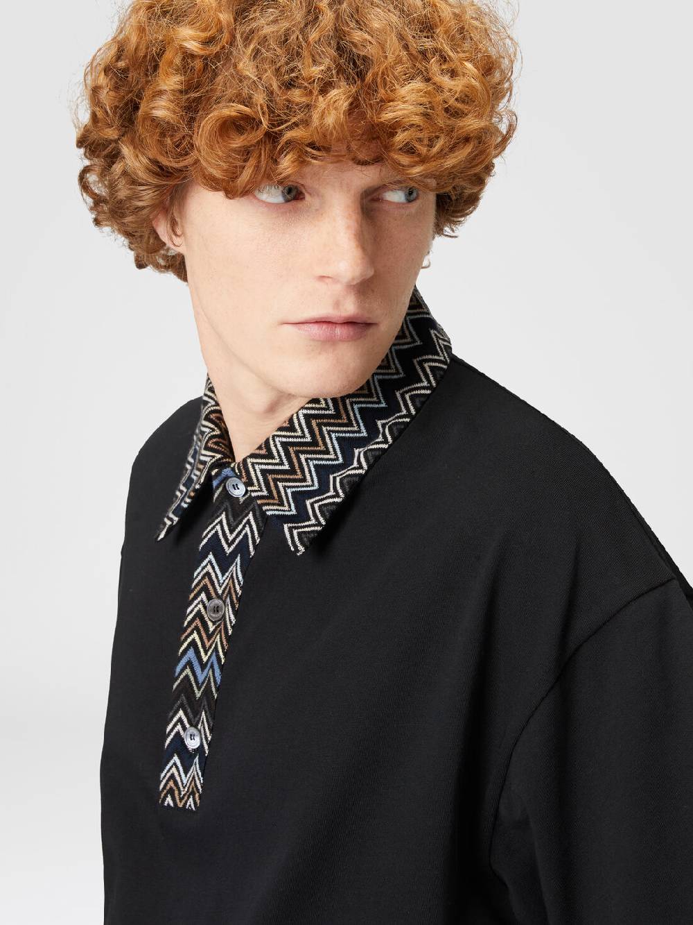 Missoni Polo in jersey di cotone con inserti in maglia chevron Black Friday Prezzi
