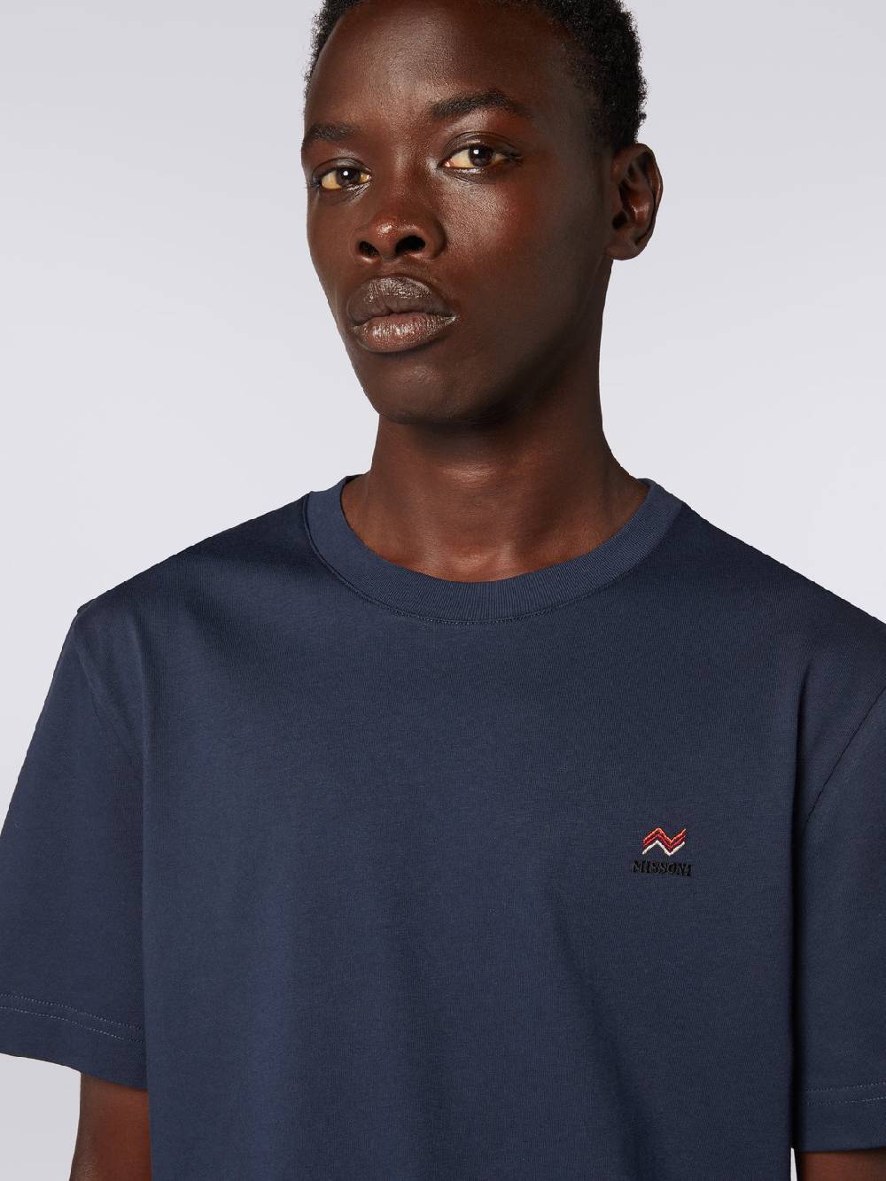Missoni T-shirt girocollo in cotone con ricamo e logo 2025