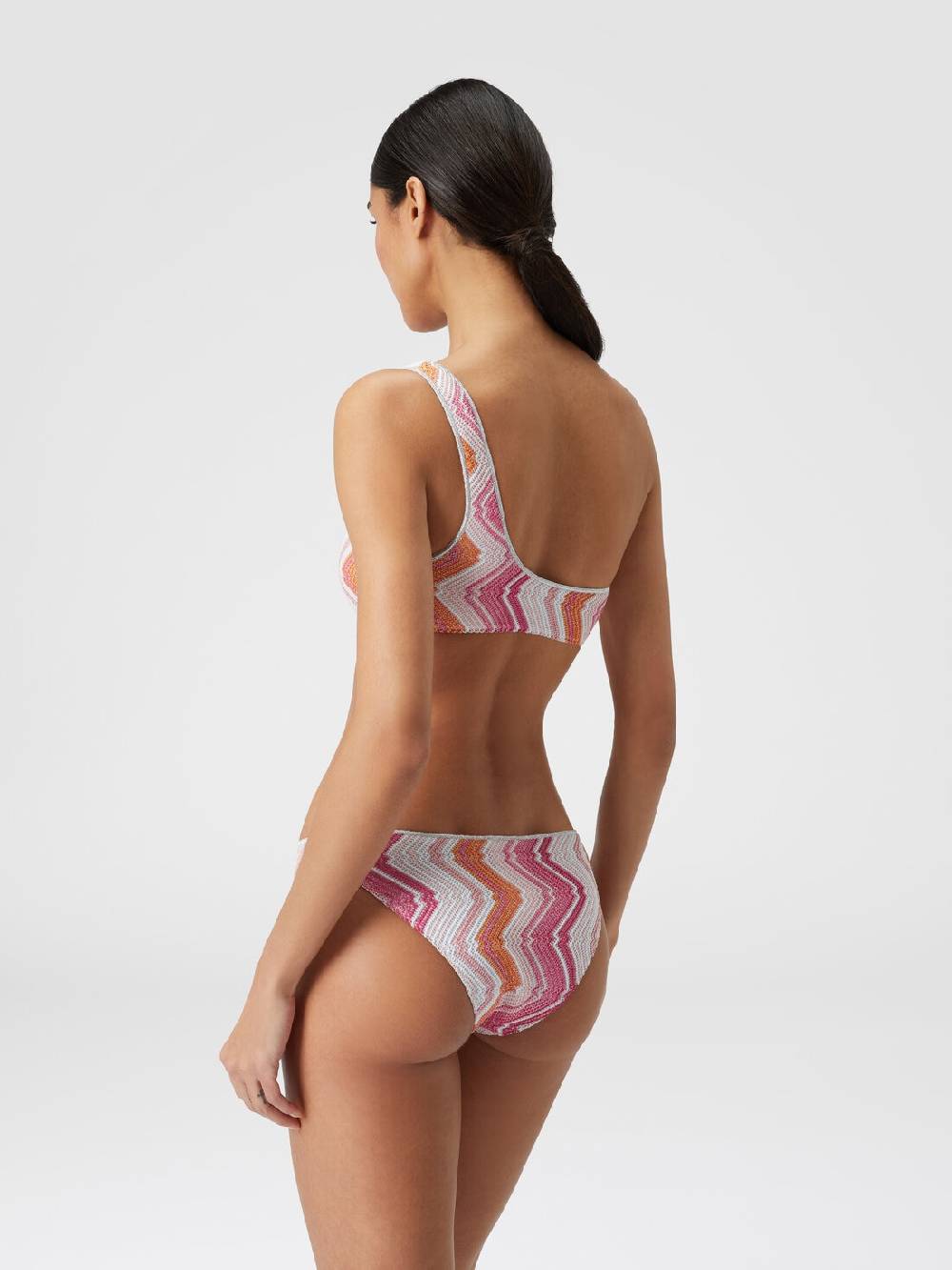 Missoni Bikini monospalla in misto viscosa chevron con lurex Italia