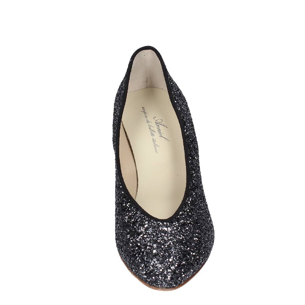 scarpe donna ANNIEL decollete nero glitter EX219 Offerta
