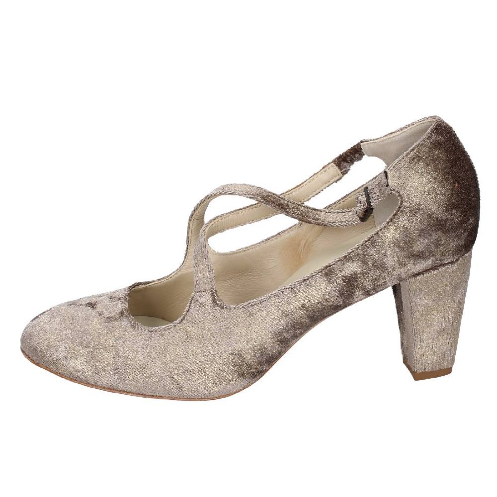 scarpe donna ANNIEL decollete beige velluto oro EX278 Vendita Economica